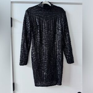 House of CB Black Sequin Dress Size L